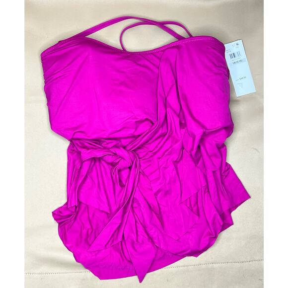 Becca Pink Swim Tankini Multi-way Straps Top Pomegranate 1X NWT - Picture 4 of 4